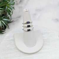 Thumbnail for Iolite Faceted Baguette Sterling Silver Dainty Stackable Ring Size 6 - 8 #LV3205