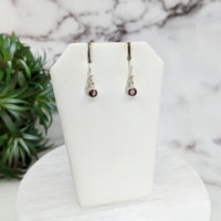 Thumbnail for Garnet Faceted Sterling Silver Dangle Earrings #LV3248