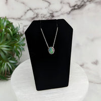 Thumbnail for Ethiopian Opal Polished Oval Necklace Sterling Silver Slider Pendant on 18