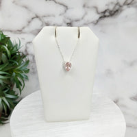Thumbnail for Pink Morganite Faceted Necklace Sterling Silver Slider Pendant on 18