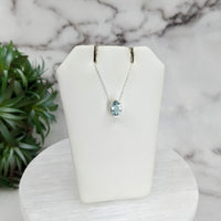 Thumbnail for Aquamarine Faceted Necklace Sterling Silver Slider Pendant on 18
