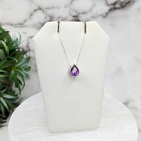 Thumbnail for Amethyst Faceted Necklace Sterling Silver Slider Pendant on 18