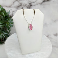 Thumbnail for Pink Moonstone Polished Necklace Sterling Silver Slider Pendant on 18