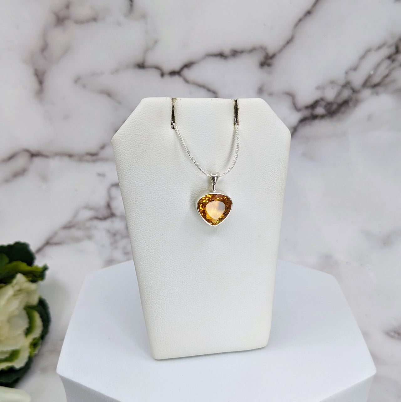 Citrine Faceted Sterling Silver Pendant #LV3331