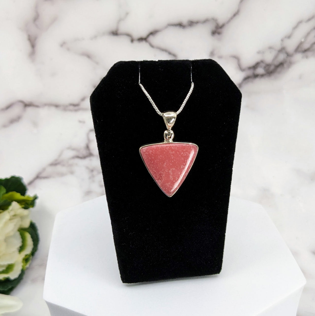 Pink Thulite .80 - 1.3" Polished Sterling Silver Pendant #LV3334