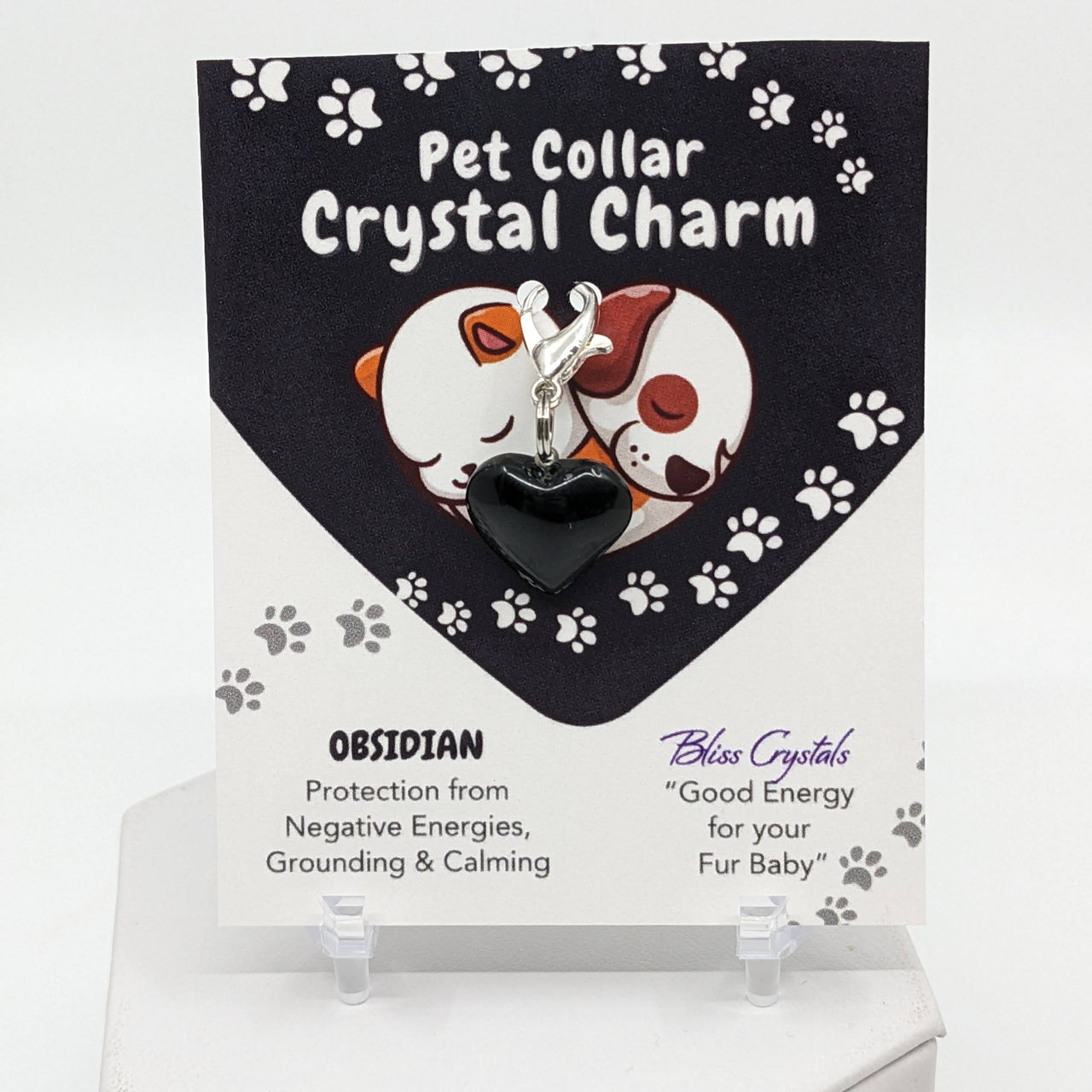 Pet Collar Clip-On Crystal Charm - Obsidian #LV3478
