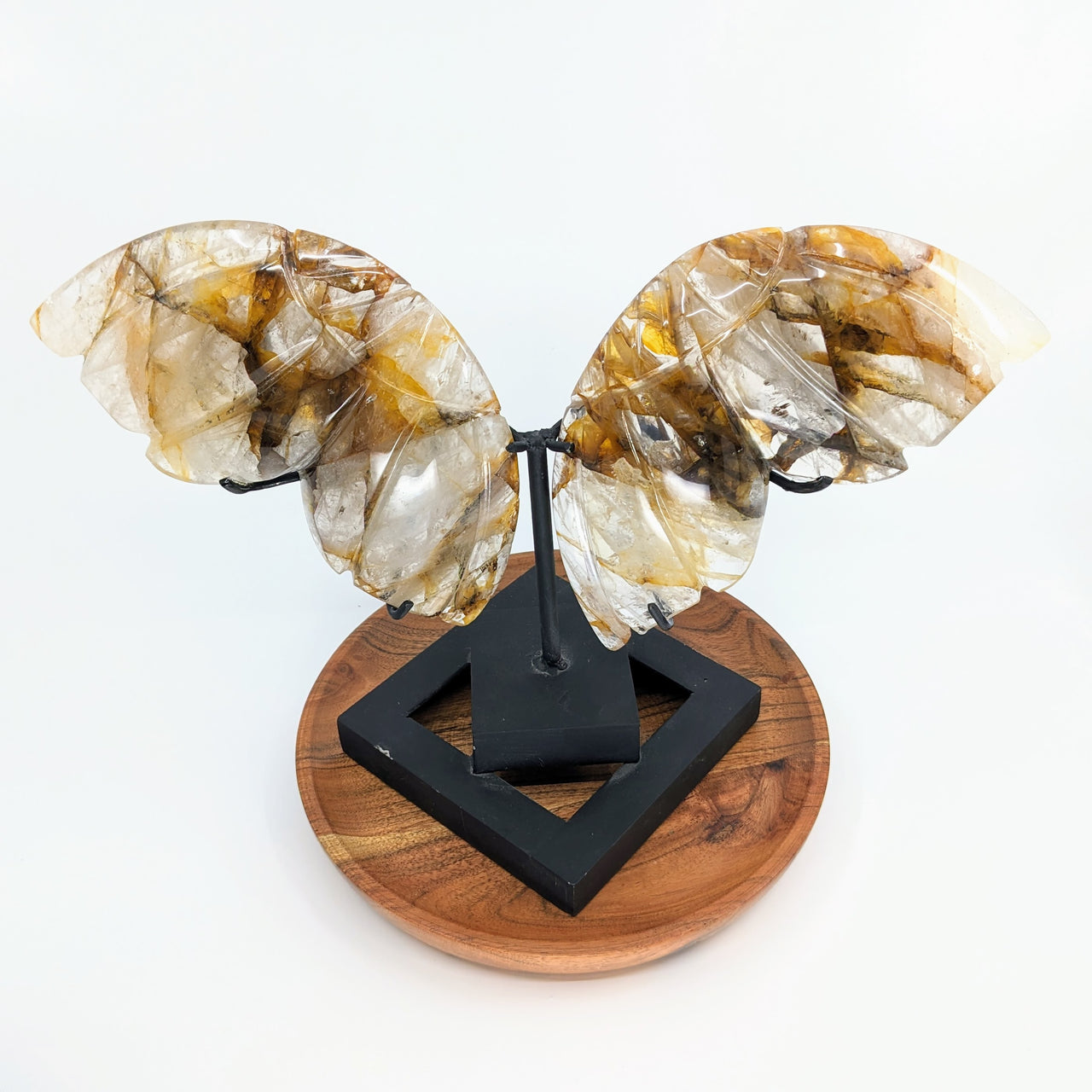 Gold Hematoid Quartz Butterfly Wings with Stand #C140