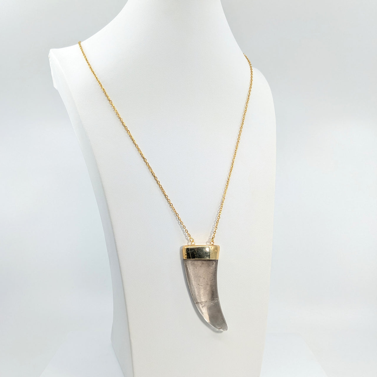 Smoky Quartz 2.7" Horn 29" Necklace #LV5777