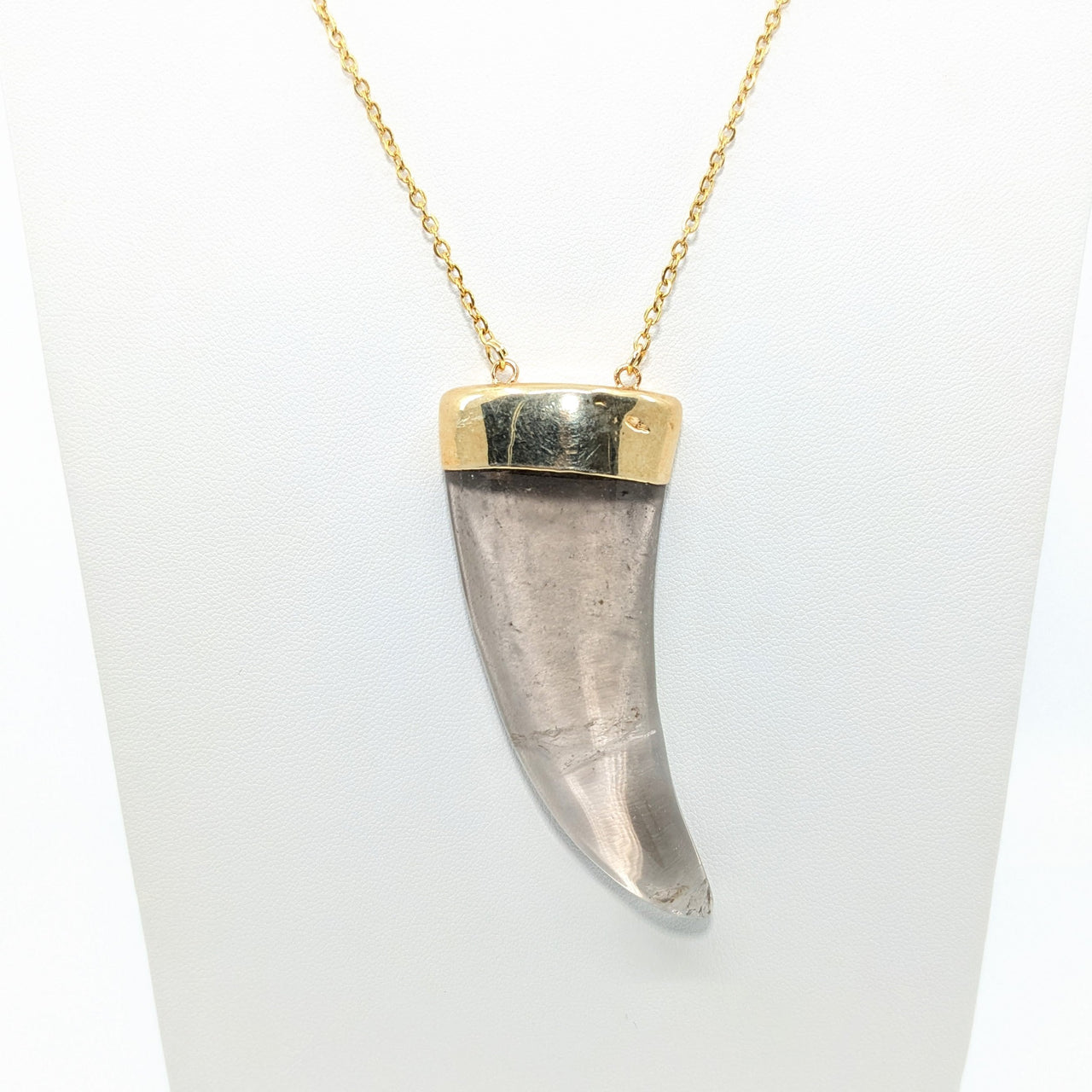 Smoky Quartz 2.7" Horn 29" Necklace #LV5777