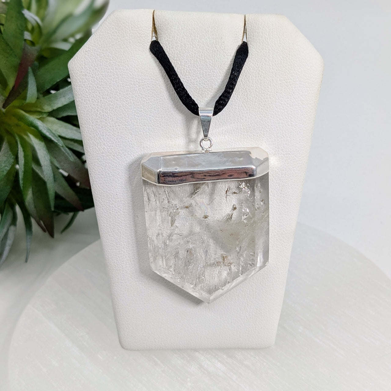 Flat Crystal Point 1.5" Silver Plated Pendant Choose Amethyst, Rose Quartz or Clear #LV5920