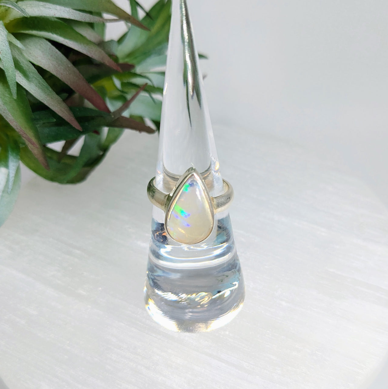 Ethiopian Opal Ring S.S. Teardrop Size 5.75 #LV5997