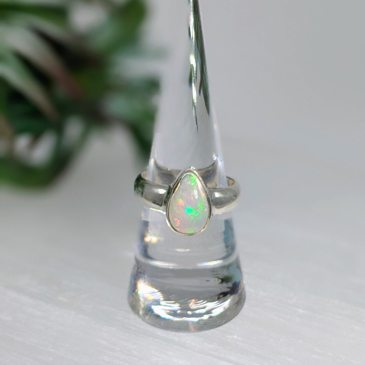 Ethiopian Opal Ring S.S. Teardrop Size 7.75 #LV5994