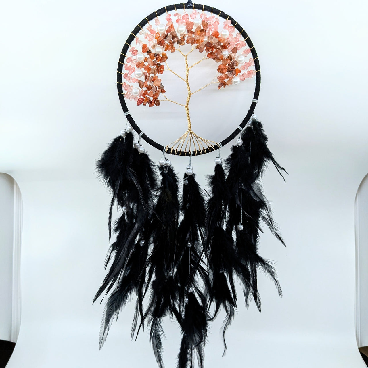 Tree of Life 6" Dreamcatcher w Crystals & Pearls (choose color) #LV6586