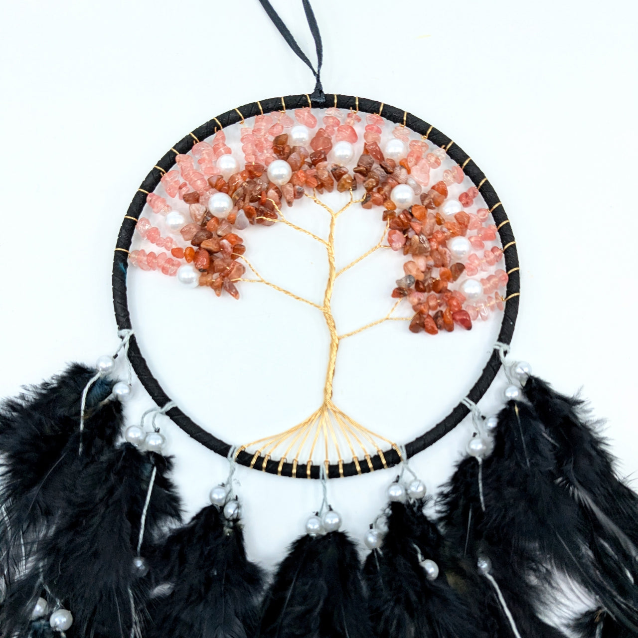 Tree of Life 6" Dreamcatcher w Crystals & Pearls (choose color) #LV6586