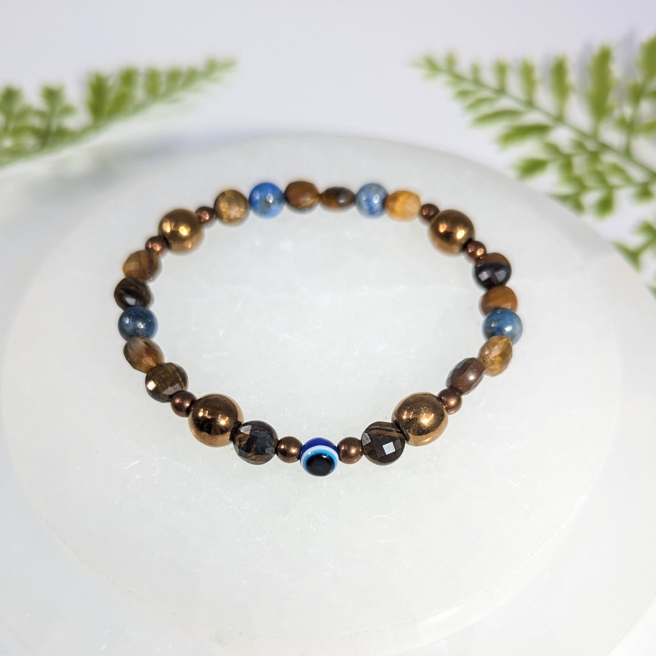 Tiger's Eye Lapis 7" Evil Eye Handmade Bracelet #BC1680