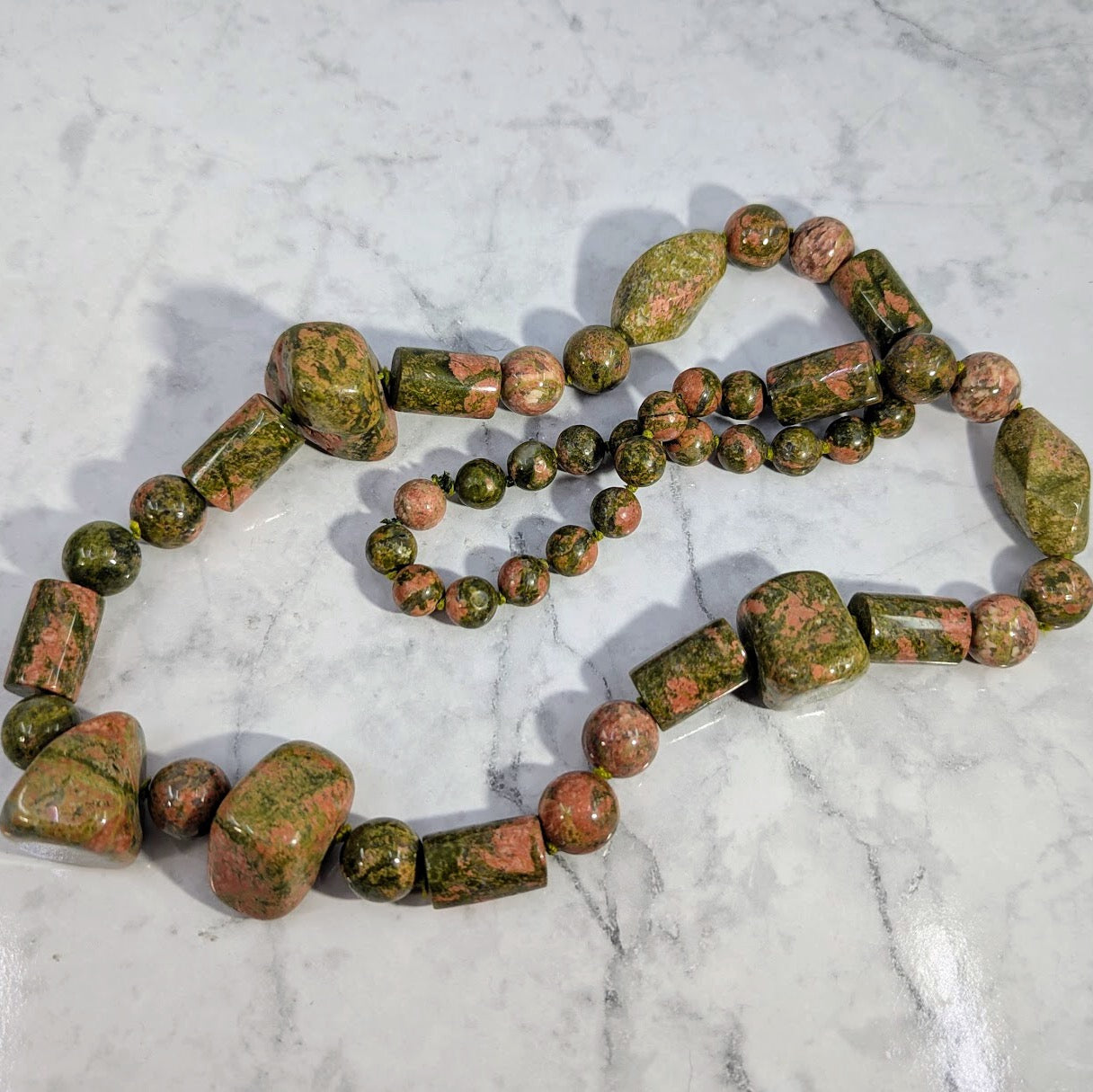 Unakite 30" Chunky Beaded Necklace #BC1750