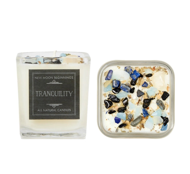 Tranquility: Ritual Candles, Soy Candle, Crystal Candles: 7.5oz Square Glass #LV5279