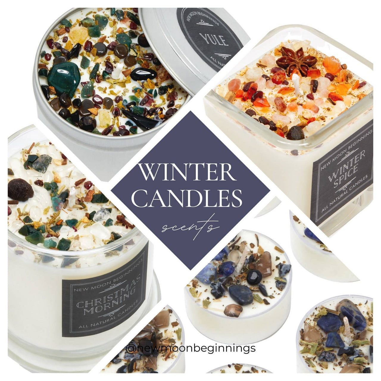 Winter Candles, Holiday Candles, Soy & Crystal Candles- Choose Scent #LV5595