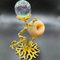 Cherry Blossom Branch with Bird Sphere Stand - Gold #BC1274