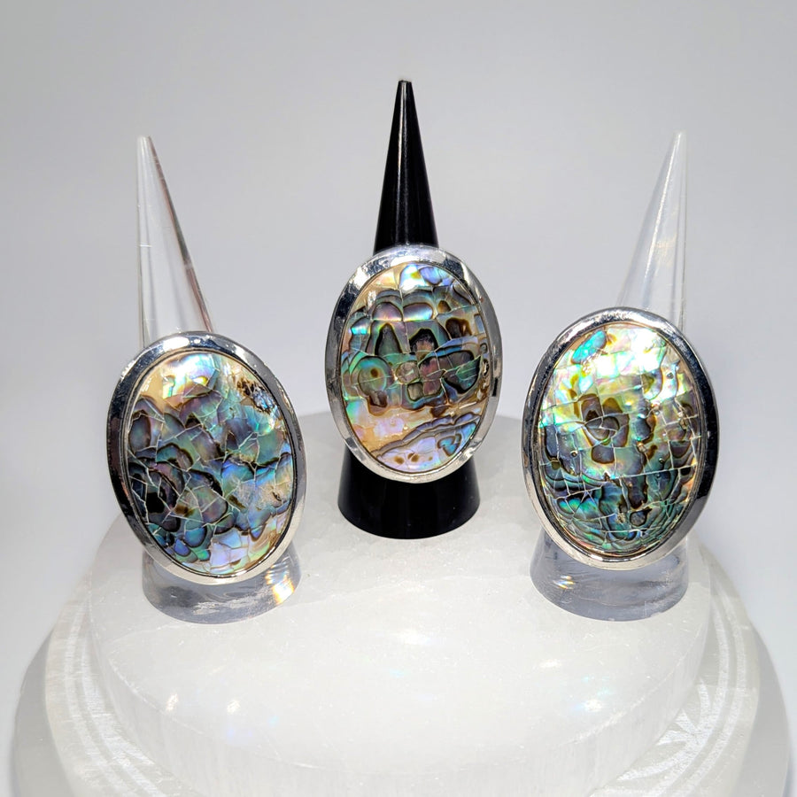 Abalone Shell 1.5’’ Jumbo Oval Ring Adj 8 - 10 #LV9202 - $38