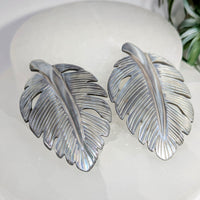 Abalone Shell 2.7’’ Silver Leaf Carving #LV9916 - $32