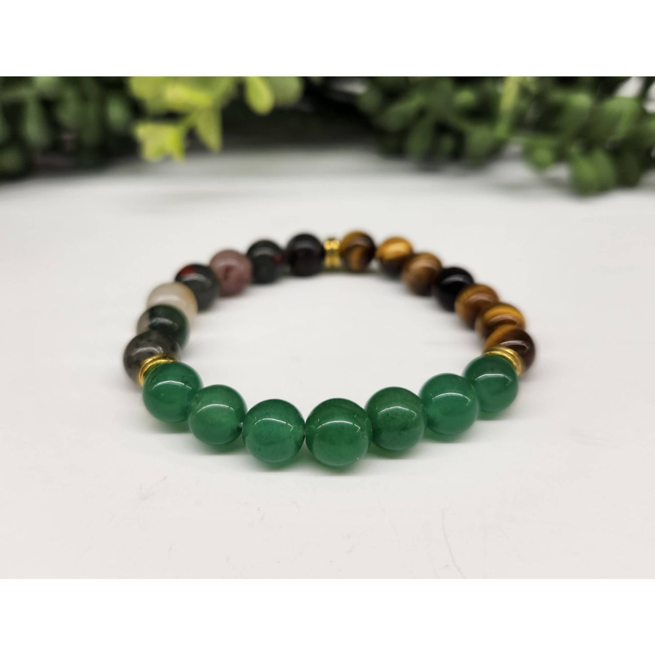 Abundance Bracelet - Green Jade Tiger’s Eye Bloodstone