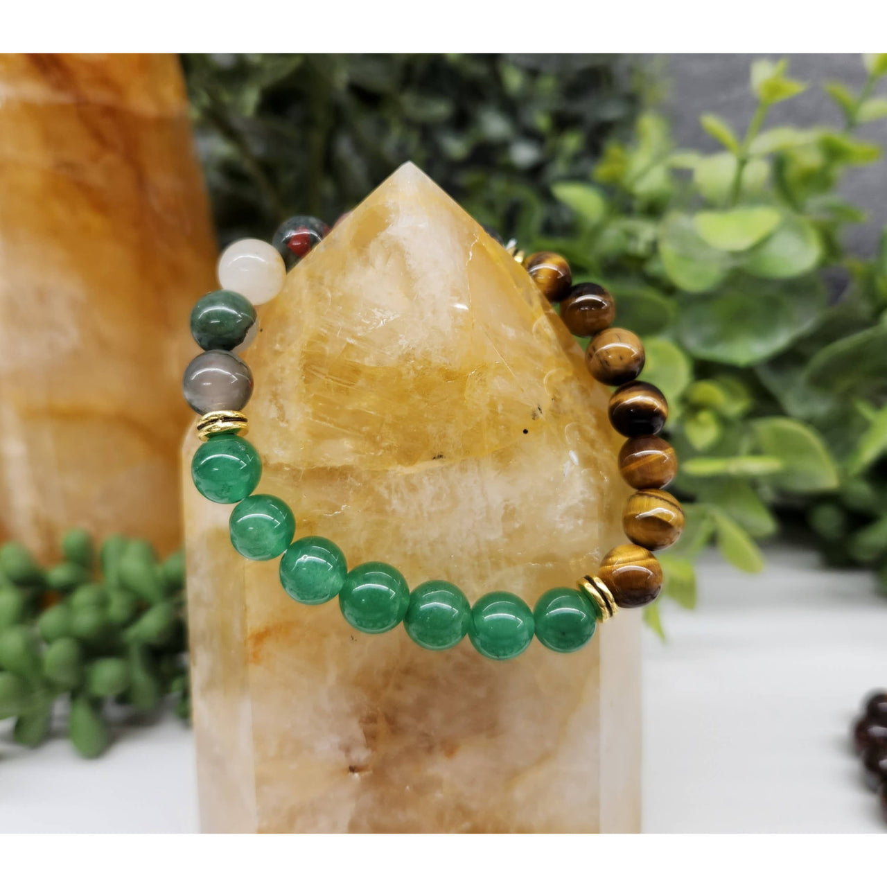 Abundance Bracelet - Green Jade Tiger’s Eye Bloodstone