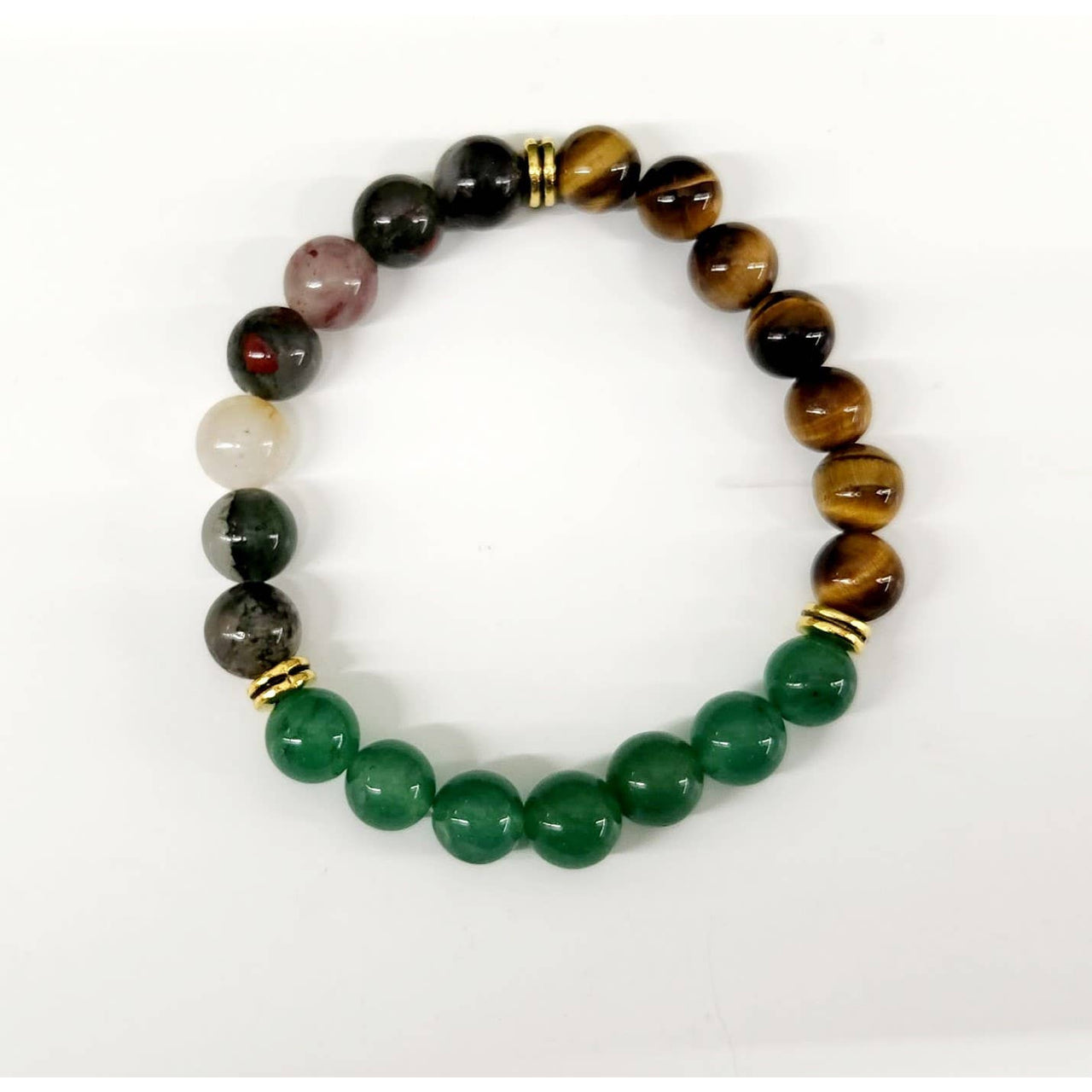 Abundance Bracelet - Green Jade Tiger’s Eye Bloodstone