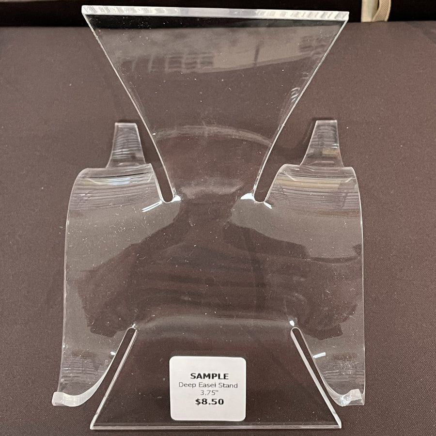 Clear acrylic display stand with price tag, ideal for Acrylic & Metal Stands #Q152