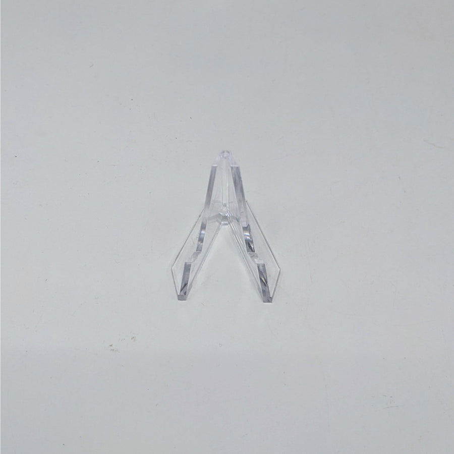 Clear plastic wishbone-shaped ring holder from Acrylic & Metal Stands Q152