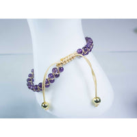 Adjustable Double Row Amethyst Woven Bracelet with Aura