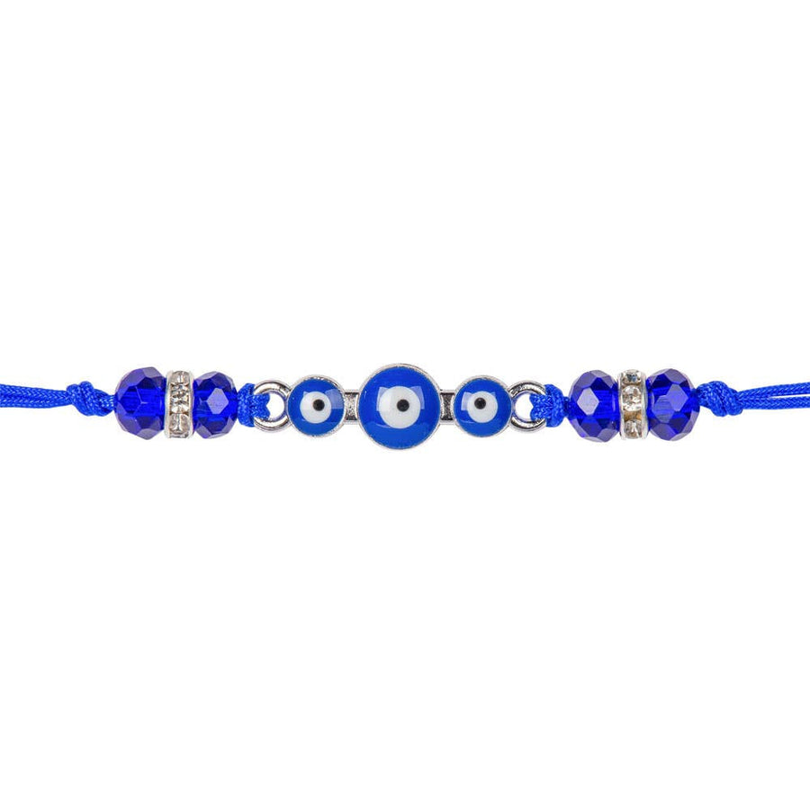 Adjustable Blue Evil Eye Bracelet LV9667 with Faceted Beads