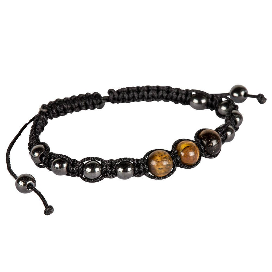 Adjustable Hematite Crystal & Gemstone Beaded Bracelet #BC0511