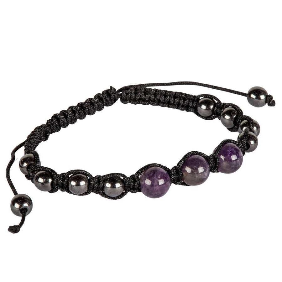 Adjustable Hematite Crystal & Gemstone Beaded Bracelet #BC0511