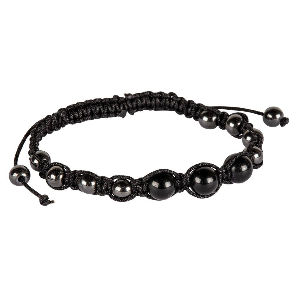 Adjustable Hematite Crystal & Gemstone Beaded Bracelet #BC0511