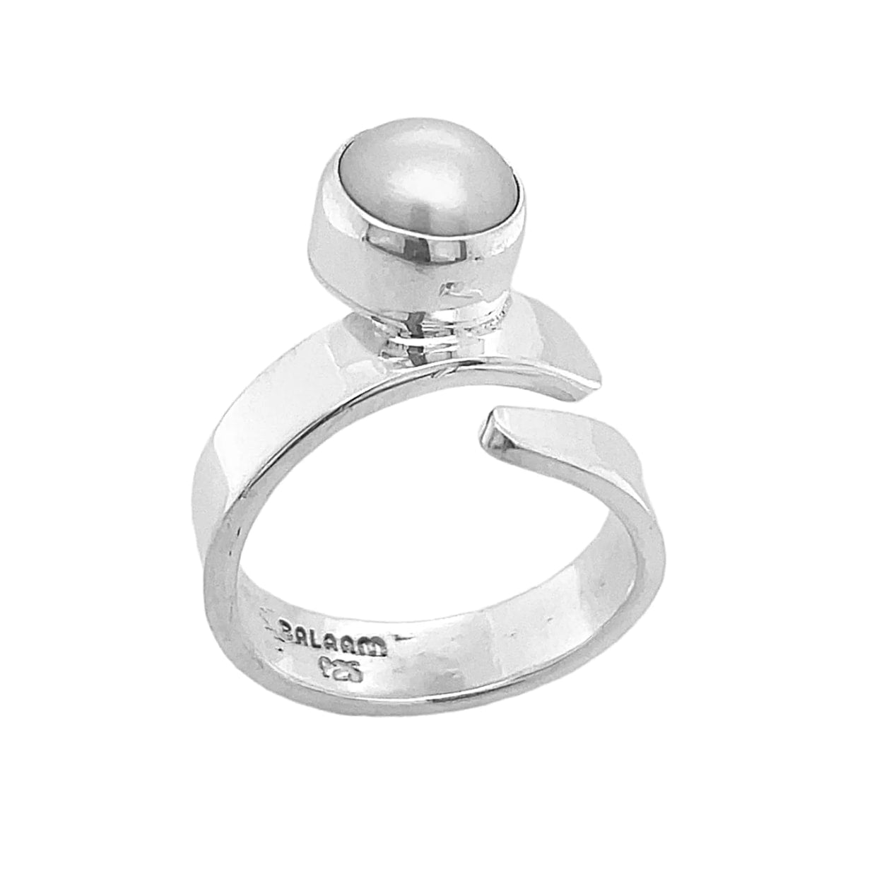 Adjustable Sterling Silver .925 Spiral Freshwater Pearl Ring by Balaam Jewelry Keepsake