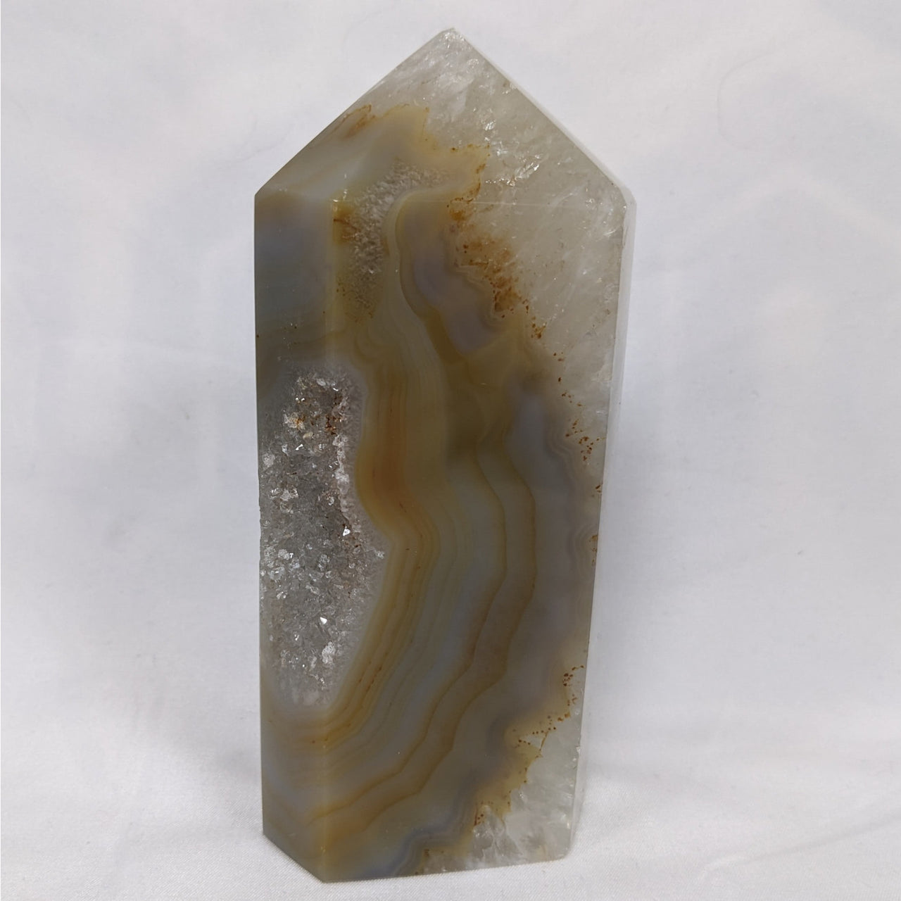 Large, brown and white quartz stone with rough surface from Agate Druzy Tower #G208