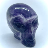 Thumbnail for Purple amethyst skull carved as an alien head carving #C067 for home decor