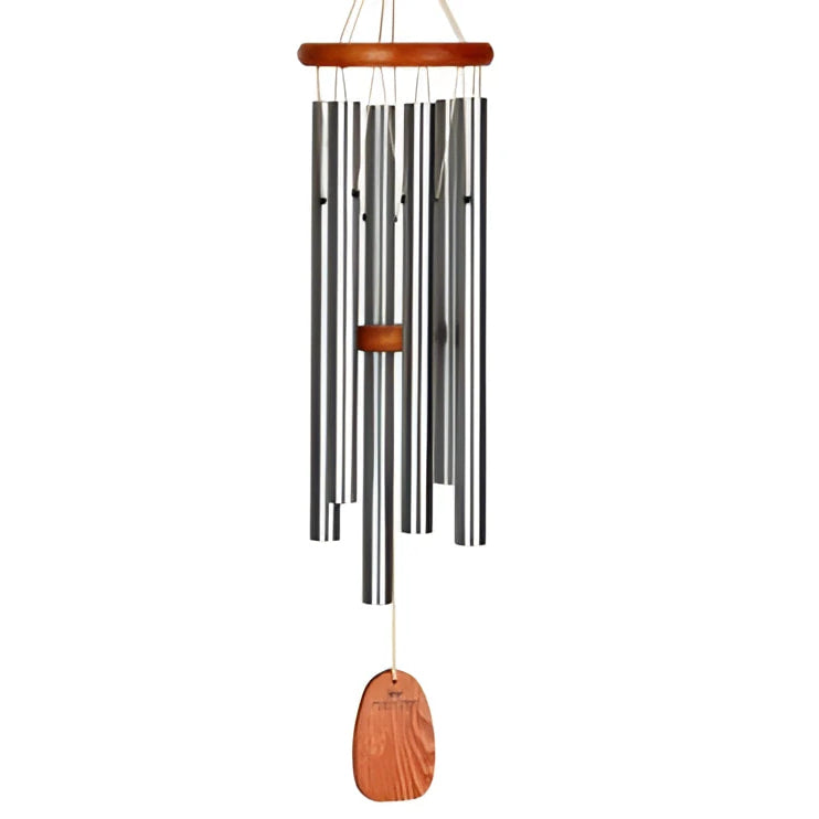Silver Amazing Grace Medium Chime with wooden accents and stone base