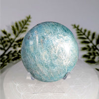 Polished 2.25-inch amazonite pebble stone #BC0883 blue-green with white veins