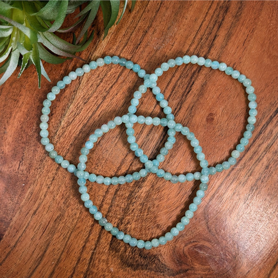 Light blue beaded bracelet made of Amazonite 4mm beads, stylish jewelry accessory