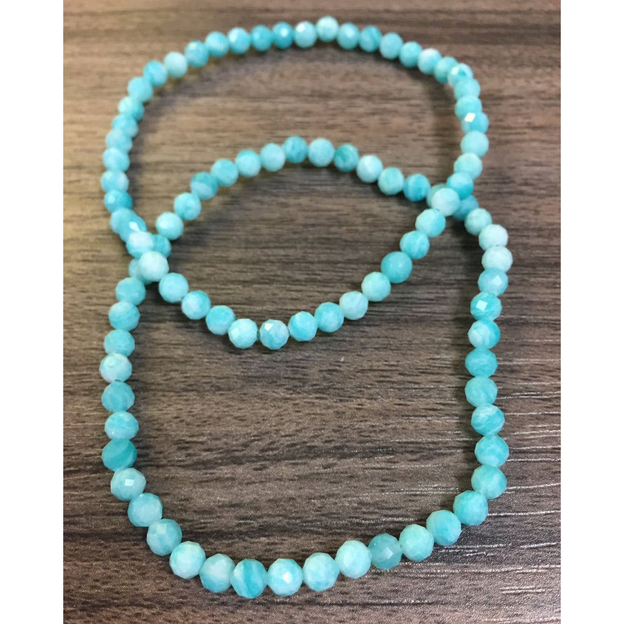 Turquoise Amazonite 4mm Bracelet #J336 featuring a loose curve of beads