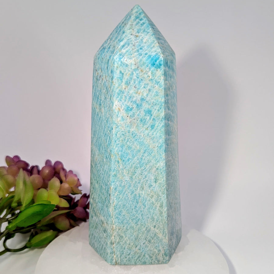 Tall faceted blue-green Amazonite 6.5-inch crystal tower #BC0253