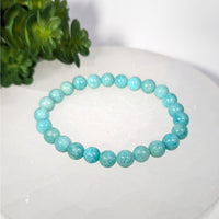 Delicate turquoise Amazonite 8’’ bead bracelet with marbled stones #BC0268