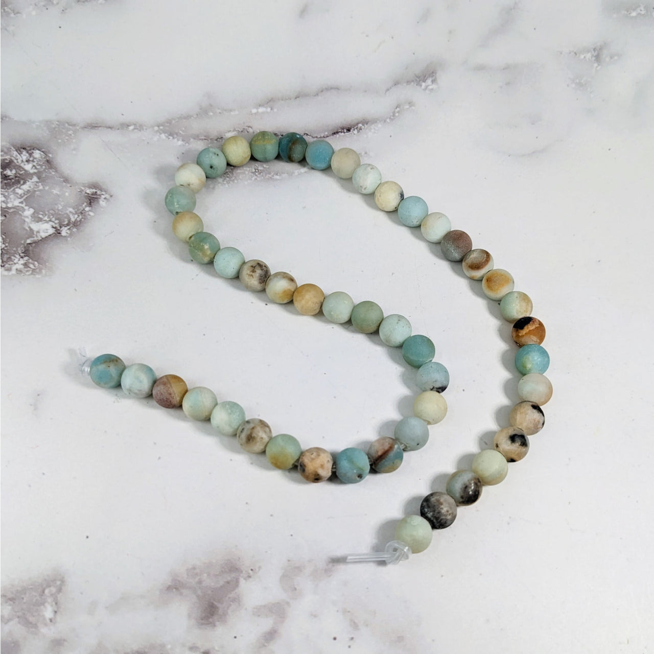 Amazonite 8 mm Round Bead Necklace LV3608 shining with soothing turquoise hues