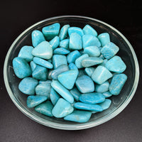 Thumbnail for A bowl of Amazonite Dark Med Tumbled Stones (.75 - 1.2’) #LV1276, turquoise colored rocks