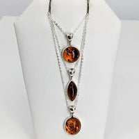 Thumbnail for Amber 18’ Sterling Silver Necklace with dual-colored stones - SKU: SK8917, approx. 3g