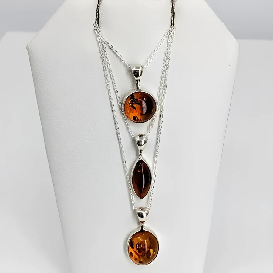 Amber 18’ Sterling Silver Necklace with dual-colored stones - SKU: SK8917, approx. 3g