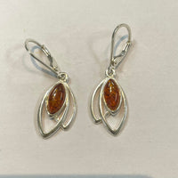 Thumbnail for Silver earrings with amber-colored stones in leaf settings for item tier benefits