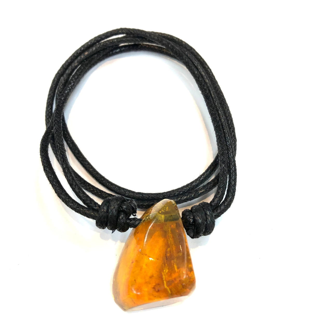 Amber Necklace #J563 featuring a stunning amber pendant on a stylish black cord